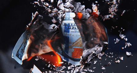 burning dollar bill