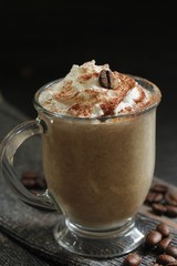 Coffe with whipped cream/ Coffee latte. selective focus