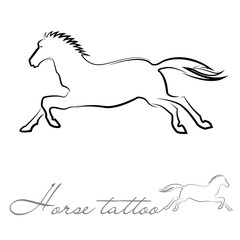 silhouette of a horse for tattoo or logo