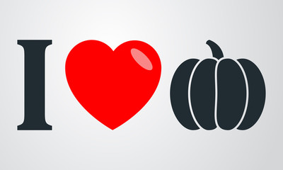 Obraz premium Icono plano i love calabaza en fondo degradado