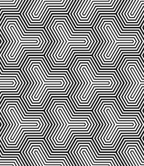 Vector seamless texture. Modern abstract background. Monochrome geometrical pattern with repeating hexagonal tiles.