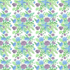 floral panel in retro style illustration of a watercolor