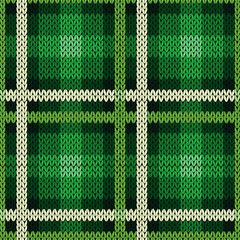 Seamless pattern as a knitted fabric in green and white