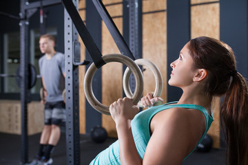 functional fitness workout at the gym with rings