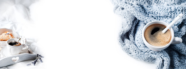 Cup of coffee and flower