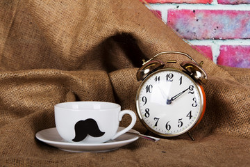 Coffee cup with a black hipster mustache