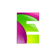 E letter green and pink logo design template elements an icon for application company