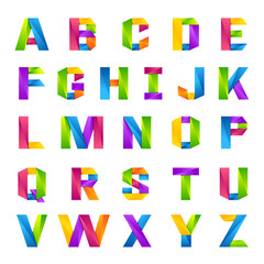Fun english alphabet one line colorful letters set. Font style, vector design template elements application or company.