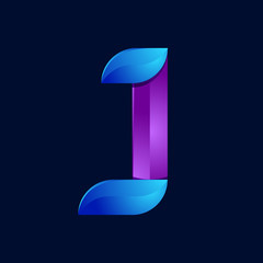 J letter volume blue and purple color logo design template elements