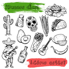 Hello How are you Welcome to Mexico Vector icons