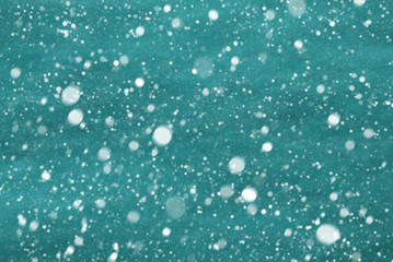 Blue Or Turquoise Christmas Paper Background, Copy Space, Snowflakes