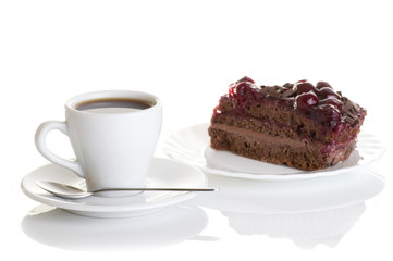 coffee and cake with cherries