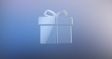 Present Glass 3d Icon on gradient background