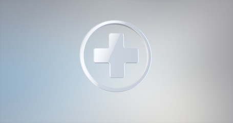Medical Cross White 3d Icon on gradient background