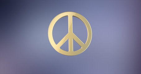 Peace Gold 3d Icon on gradient background