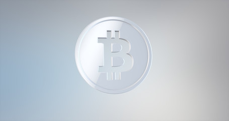 Obraz premium Coin Bitcoin White 3d Icon on gradient background