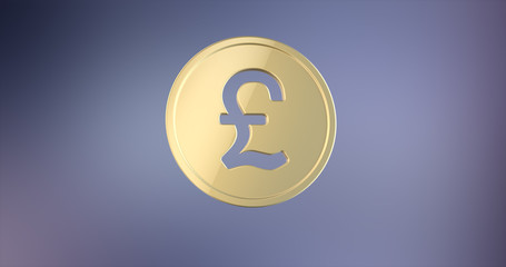 Coin Great Britain Pound Gold 3d Icon on gradient background