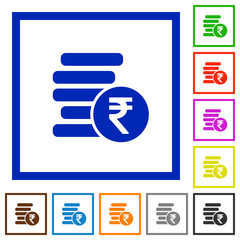 Indian Rupee coins framed flat icons