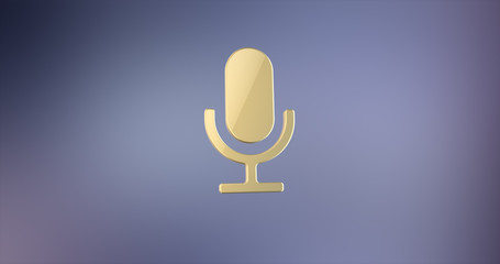 Microphone Gold 3d Icon on gradient background