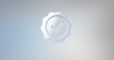 Approve Verified White 3d Icon on gradient background