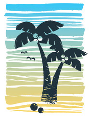 Hawaiian Palm Tree Sunset Gradient TShirt Graphic - 121505871