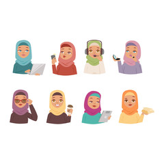 Arabic woman vector set.