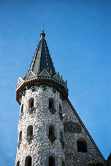 Fototapeta na wymiar Beautiful old fairy-tale castle near Burgas, Bulgaria. Tower of the castle
