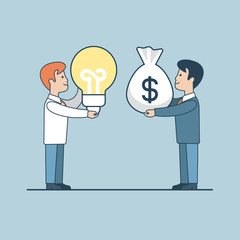 Linear Flat Investor Money bag lamp investment Idea vector