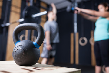 functional fitness workout at the gym with kettlebell