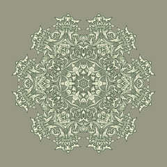 Vintage baroque mandala ornament in american dollar colors.