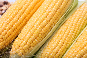 Fresh corns on a table
