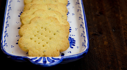 Lemon Thyme Flower Shaped Shortbread Cookies