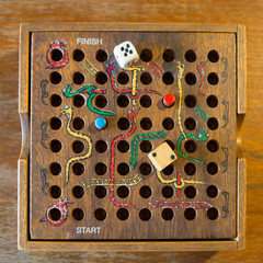 Snakes and Ladders wooden game