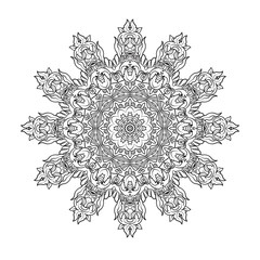 Vintage baroque mandala ornament. Anti stress coloring book for adult. Outline drawing coloring page.
