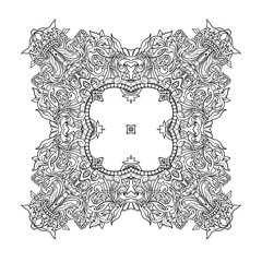 Vintage baroque mandala ornament. Anti stress coloring book for adult. Outline drawing coloring page.