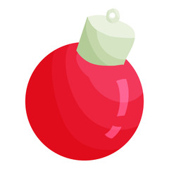 Obraz premium Christmas ball icon in cartoon style isolated on white background vector illustration