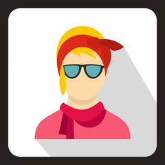 Hipster woman icon in flat style on a white background vector illustration