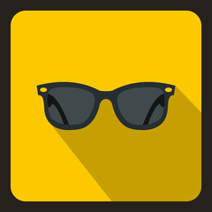 Black sunglasses icon in flat style on a yellow background vector illustration
