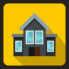 House with broken windows icon in flat style on a yellow background vector illustration