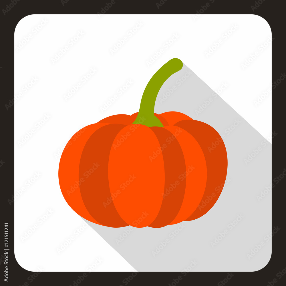 Wall mural Pumpkin icon in flat style on a white background vector illustration - Wall murals