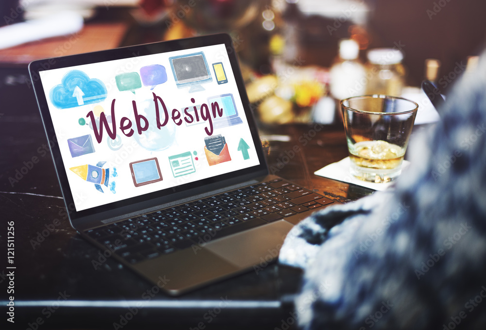 Aufkleber web design browsing technology connection icon concept