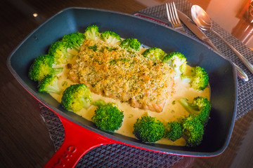 pan fried Almond Crusted Salmon with Almond Sauce,
