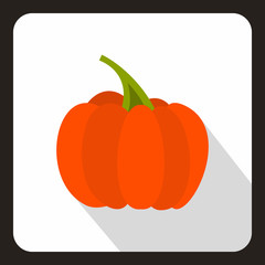Pumpkin icon in flat style with long shadow. Vegetables symbol vector illustration