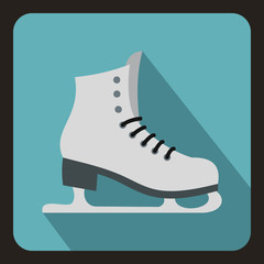 Skates icon in flat style with long shadow. Winter sport symbol vector illustration