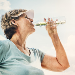 Water Thirsty Refreshment Beverage Drink Senior Concept