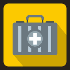 Obraz premium First aid kit icon in flat style with long shadow. Medicine symbol vector illustration