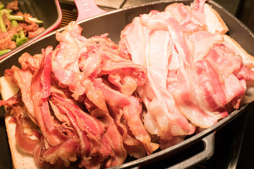 Delicious bacon on the tray