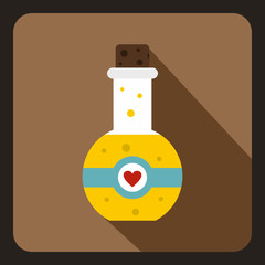 Magic potion icon in flat style with long shadow. Tricks symbol vector illustration