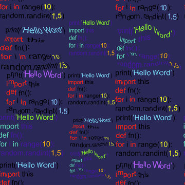 seamless pattern a python programming code on a dark blue backgr