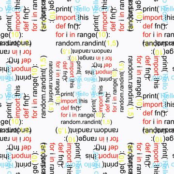 seamless pattern a python programming code on a white background